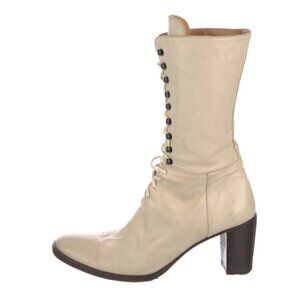 🕊️ Burberry Prorsum Vintage Cream Leather Lace-Up Ankle Boots | Victorian Chic